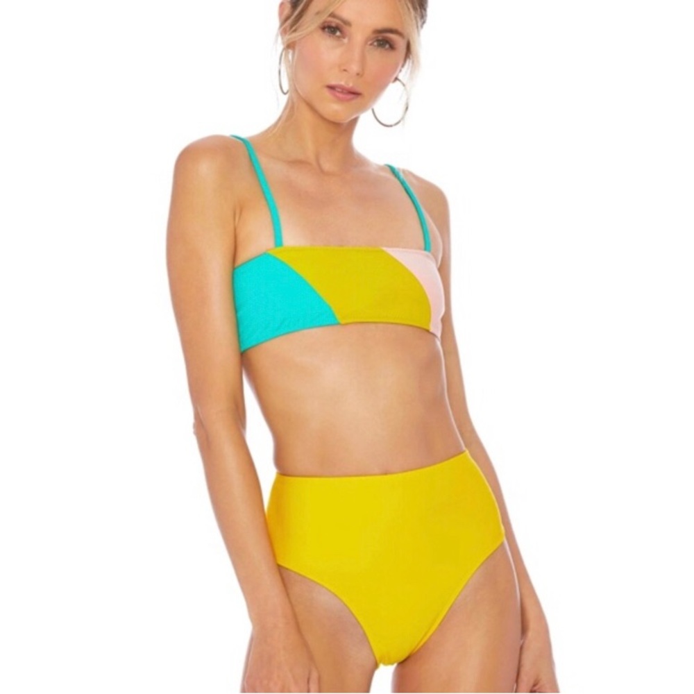 Ellejay Swimwear Lauren Colorblock Lemon, Medium